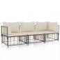 Preview: 3-tlg. Garten-Lounge-Set mit Kissen Anthrazit Poly Rattan