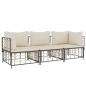 Preview: 3-tlg. Garten-Lounge-Set mit Kissen Anthrazit Poly Rattan