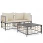 Preview: 3-tlg. Garten-Lounge-Set mit Kissen Anthrazit Poly Rattan