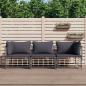 Preview: ARDEBO.de - 3-tlg. Garten-Lounge-Set mit Kissen Anthrazit Poly Rattan