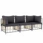 Preview: 3-tlg. Garten-Lounge-Set mit Kissen Anthrazit Poly Rattan