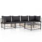 Preview: 5-tlg. Garten-Lounge-Set mit Kissen Anthrazit Poly Rattan