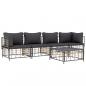 Preview: 5-tlg. Garten-Lounge-Set mit Kissen Anthrazit Poly Rattan