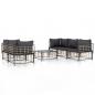 Preview: 6-tlg. Garten-Lounge-Set mit Kissen Anthrazit Poly Rattan