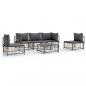 Preview: 6-tlg. Garten-Lounge-Set mit Kissen Anthrazit Poly Rattan