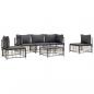 Preview: 6-tlg. Garten-Lounge-Set mit Kissen Anthrazit Poly Rattan