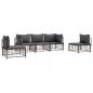 Preview: 5-tlg. Garten-Lounge-Set mit Kissen Anthrazit Poly Rattan