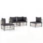 Preview: 4-tlg. Garten-Lounge-Set mit Kissen Anthrazit Poly Rattan