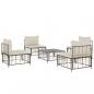 Preview: 5-tlg. Garten-Lounge-Set mit Kissen Anthrazit Poly Rattan