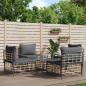 Preview: ARDEBO.de - 5-tlg. Garten-Lounge-Set mit Kissen Anthrazit Poly Rattan