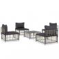 Preview: 5-tlg. Garten-Lounge-Set mit Kissen Anthrazit Poly Rattan