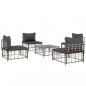 Preview: 5-tlg. Garten-Lounge-Set mit Kissen Anthrazit Poly Rattan