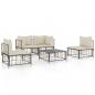 Preview: 5-tlg. Garten-Lounge-Set mit Kissen Anthrazit Poly Rattan