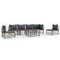 Preview: 7-tlg. Garten-Lounge-Set mit Kissen Anthrazit Poly Rattan