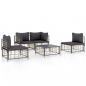 Preview: 5-tlg. Garten-Lounge-Set mit Kissen Anthrazit Poly Rattan