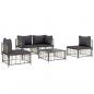 Preview: 5-tlg. Garten-Lounge-Set mit Kissen Anthrazit Poly Rattan