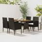 Preview: ARDEBO.de - 5-tlg. Garten-Essgruppe Poly Rattan Schwarz