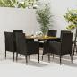 Preview: ARDEBO.de - 7-tlg. Garten-Essgruppe Poly Rattan Schwarz