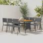 Preview: ARDEBO.de - 7-tlg. Garten-Essgruppe Poly Rattan Grau