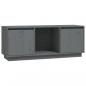 Preview: TV-Schrank Grau 110,5x35x44 cm Massivholz Kiefer