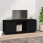 Preview: ARDEBO.de - TV-Schrank Schwarz 110,5x35x44 cm Massivholz Kiefer