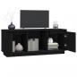 Preview: TV-Schrank Schwarz 110,5x35x44 cm Massivholz Kiefer