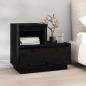 Preview: Nachttische 2 Stk. Schwarz 60x34x51 cm Massivholz Kiefer