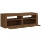 Preview: TV-Schrank mit LED-Leuchten Braun Eichen-Optik 120x35x40 cm