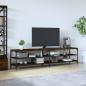 Preview: ARDEBO.de - TV-Schrank Braun Eiche 200x30x50 cm Holzwerkstoff und Metall