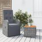 Preview: ARDEBO.de - 2-tlg. Garten-Lounge-Set Grau Poly Rattan & Massivholz Akazie