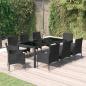 Preview: ARDEBO.de - 9-tlg. Garten-Essgruppe mit Kissen Schwarz Poly Rattan