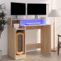 Preview: ARDEBO.de - Schreibtisch mit LEDs Sonoma-Eiche 97x45x90 cm Holzwerkstoff