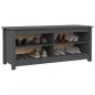 Preview: Schuhbank Grau 110x38x45,5 cm Massivholz Kiefer