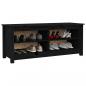 Preview: Schuhbank Schwarz 110x38x45,5 cm Massivholz Kiefer