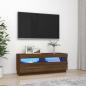 Preview: ARDEBO.de - TV-Schrank mit LED-Leuchten Braun Eichen-Optik 100x35x40 cm