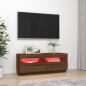 Preview: TV-Schrank mit LED-Leuchten Braun Eichen-Optik 100x35x40 cm