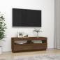 Preview: TV-Schrank mit LED-Leuchten Braun Eichen-Optik 100x35x40 cm