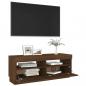 Preview: TV-Schrank mit LED-Leuchten Braun Eichen-Optik 100x35x40 cm