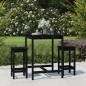 Preview: ARDEBO.de - 3-tlg. Gartenbar-Set Schwarz Massivholz Kiefer