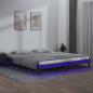 Preview: ARDEBO.de - Massivholzbett mit LEDs Grau 160x200 cm