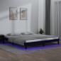 Preview: ARDEBO.de - Massivholzbett mit LEDs Schwarz 160x200 cm