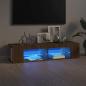 Preview: ARDEBO.de - TV-Schrank mit LED-Leuchten Braun Eichen-Optik 135x39x30 cm