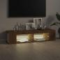 Preview: TV-Schrank mit LED-Leuchten Braun Eichen-Optik 135x39x30 cm