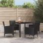 Preview: ARDEBO.de - 5-tlg. Garten-Essgruppe mit Kissen Schwarz Poly Rattan