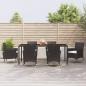 Preview: ARDEBO.de - 7-tlg. Garten-Essgruppe mit Kissen Schwarz Poly Rattan