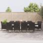 Preview: ARDEBO.de - 11-tlg. Garten-Essgruppe mit Kissen Schwarz Poly Rattan