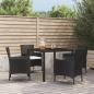 Preview: ARDEBO.de - 5-tlg. Garten-Essgruppe mit Kissen Schwarz Poly Rattan