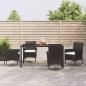 Preview: ARDEBO.de - 5-tlg. Garten-Essgruppe mit Kissen Schwarz Poly Rattan