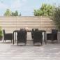 Preview: ARDEBO.de - 7-tlg. Garten-Essgruppe mit Kissen Schwarz Poly Rattan