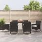 Preview: ARDEBO.de - 7-tlg. Garten-Essgruppe mit Kissen Schwarz Poly Rattan